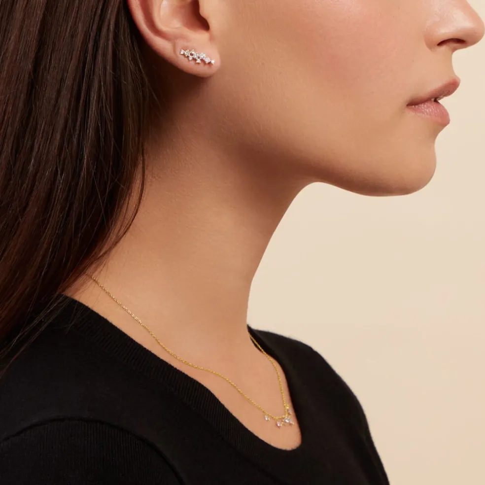 Boucles D'oreilles Puces Orlando Or Jaune Diamant Synthétique