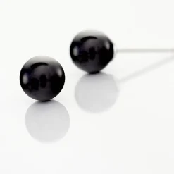 Boucles D'oreilles Puces Orbe Argent Blanc Céramique