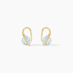 Boucles D'oreilles Puces Or Jaune Berecyntia Topaze