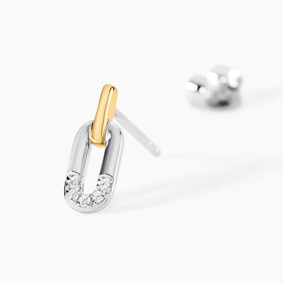 Boucles D'Oreilles Puces Or Jaune Oxyde De Zirconium