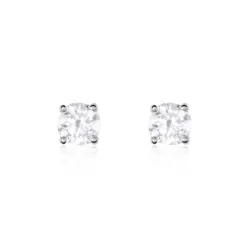 Boucles D'oreilles Puces Or Blanc Victoria Diamants