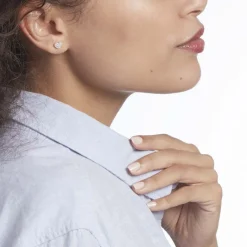 Boucles D'oreilles Puces Or Jaune Ianuaria Cristal