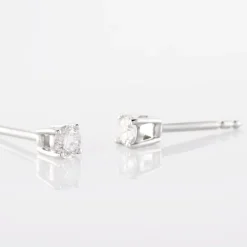 Boucles D'oreilles Puces Or Blanc Victoria Diamants