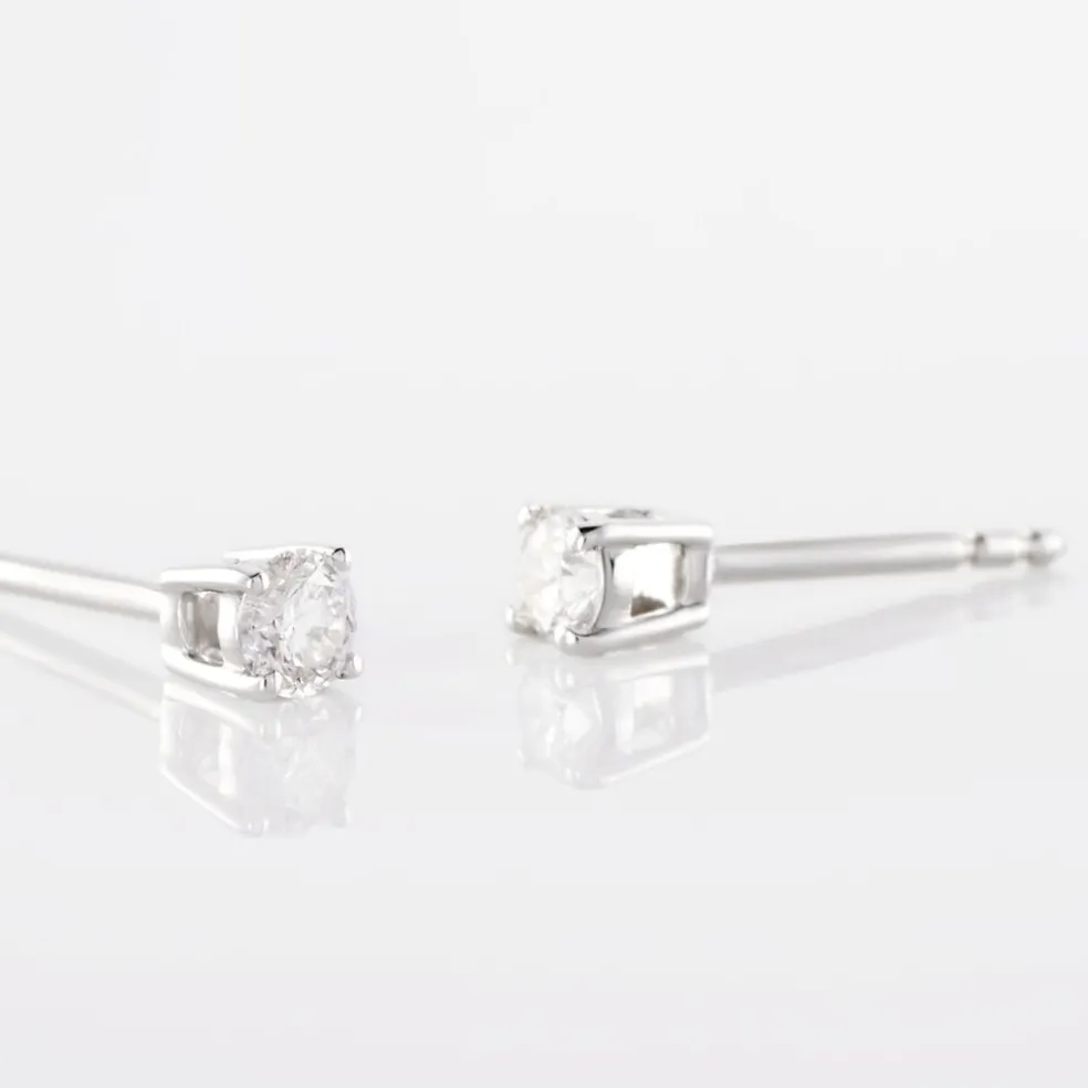 Boucles D'oreilles Puces Or Blanc Victoria Diamants
