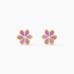 Boucles D'oreilles Puces Or Jaune Talia Email
