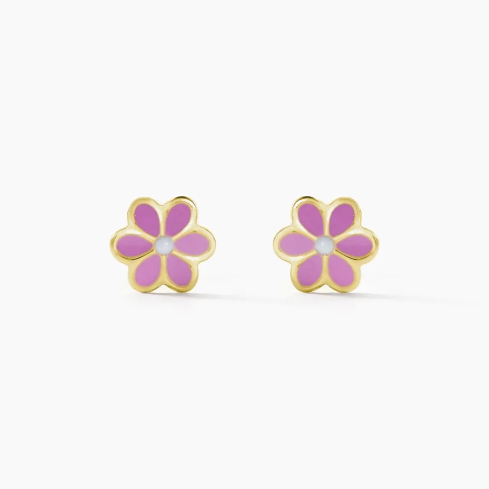 Boucles D'oreilles Puces Or Jaune Talia Email