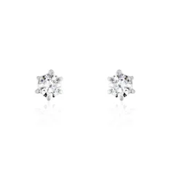 Boucles D'oreilles Puces Petrine Argent Blanc Oxyde De Zirconium