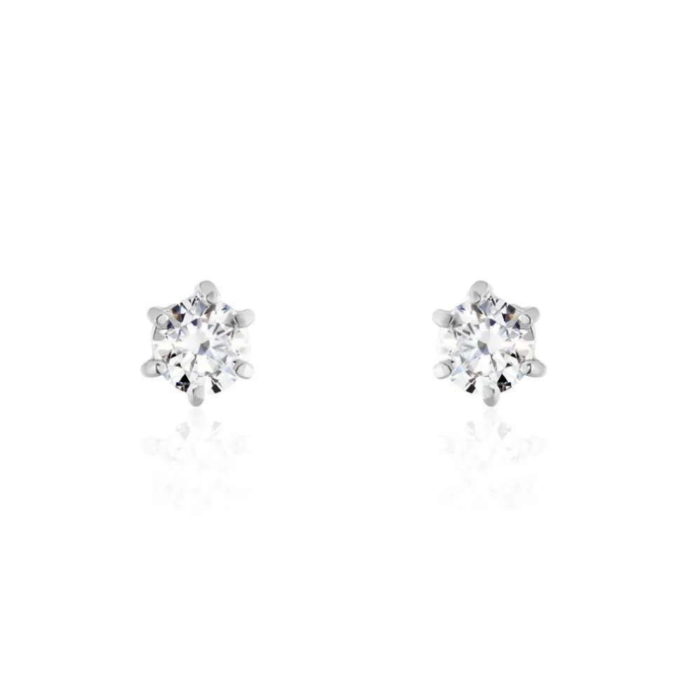 Boucles D'oreilles Puces Petrine Argent Blanc Oxyde De Zirconium