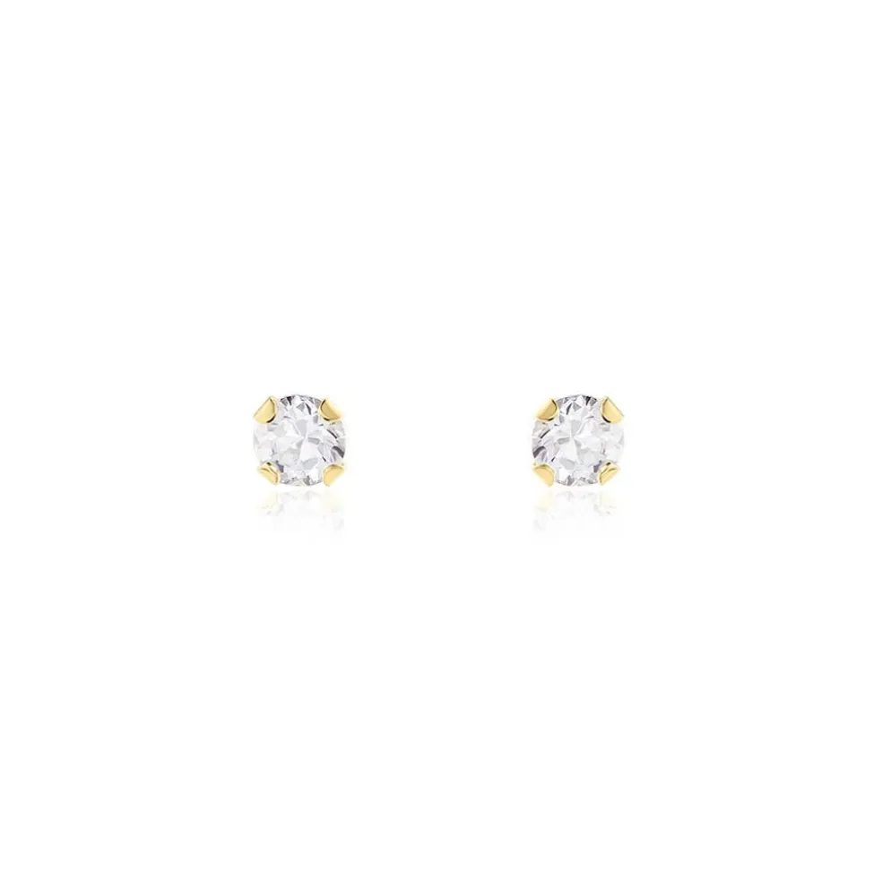 Boucles D'oreilles Puces Pepita Or Jaune Oxyde De Zirconium