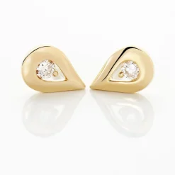 Boucles D'oreilles Puces Purete Or Jaune Diamant
