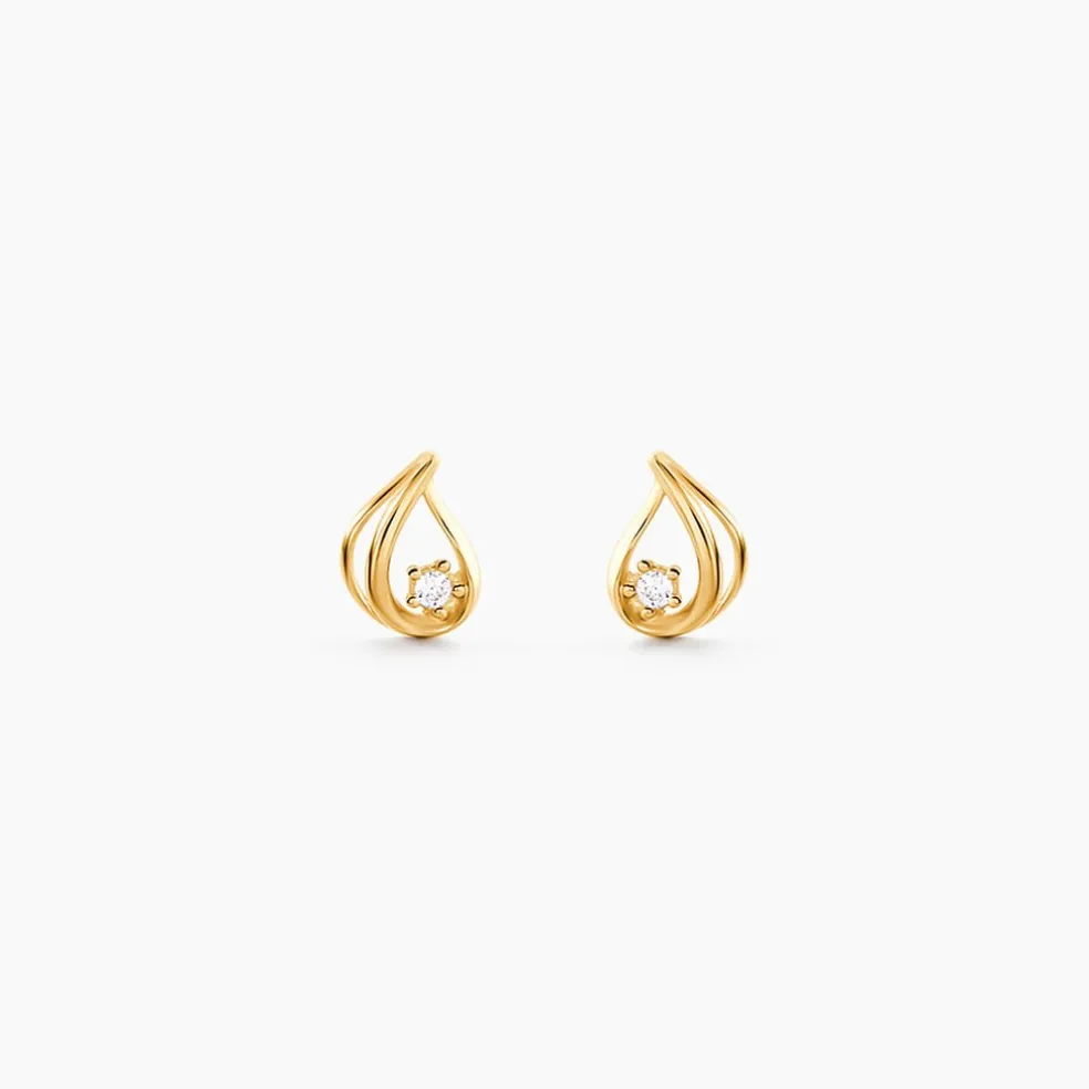Boucles D'Oreilles Puces Pramod Or Jaune Oxyde De Zirconium