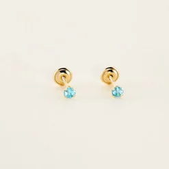 Boucles D'oreilles Puces Pepita Or Jaune Oxyde De Zirconium