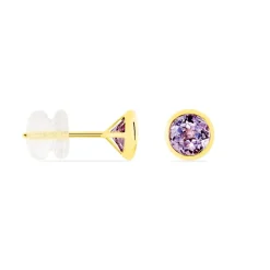 Boucles D'oreilles Puces Parmeclos Or Jaune Amethyste