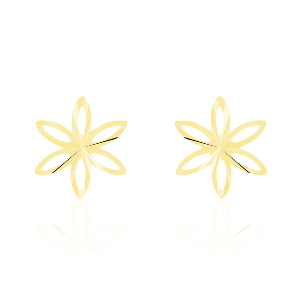 Boucles D'oreilles Puces Philine Fleur Or Jaune
