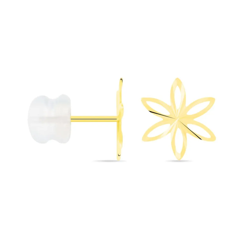 Boucles D'oreilles Puces Philine Fleur Or Jaune