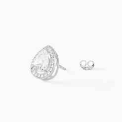 Boucles D'oreilles Puces Pilar Argent Blanc Oxyde De Zirconium