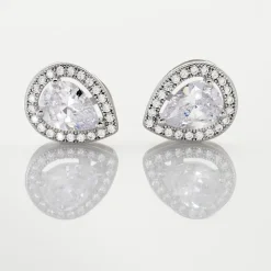 Boucles D'oreilles Puces Pilar Argent Blanc Oxyde De Zirconium