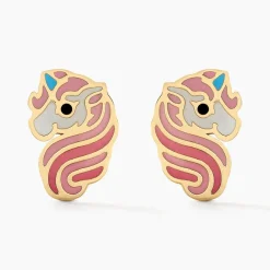 Boucles D'oreilles Puces Pivoina Or Jaune Oxyde De Zirconium