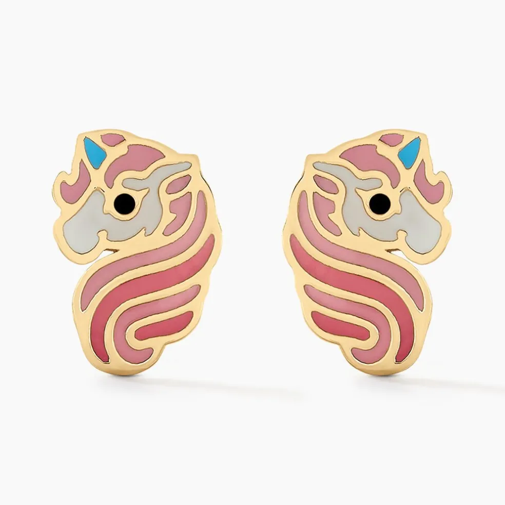 Boucles D'oreilles Puces Pivoina Or Jaune Oxyde De Zirconium