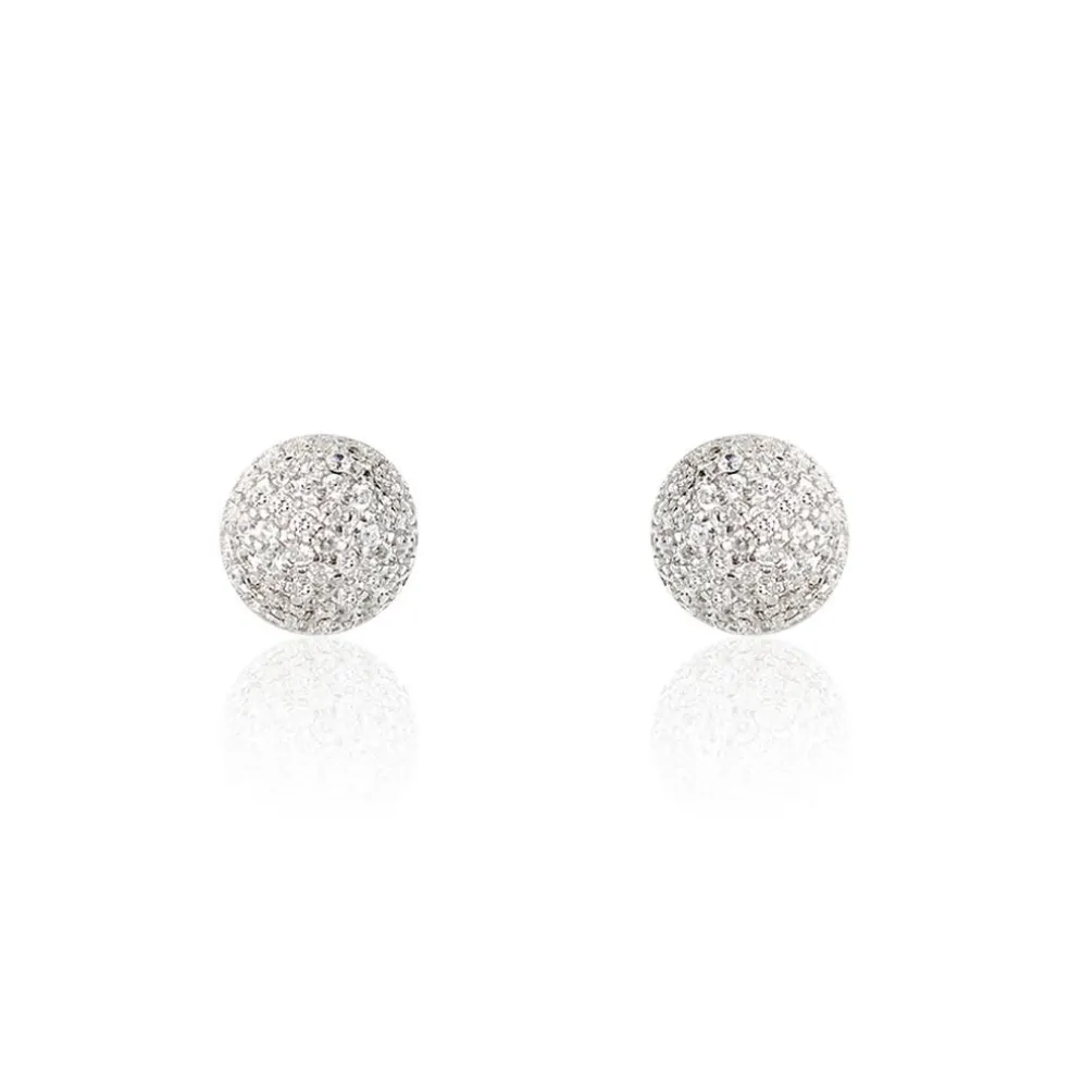 Boucles D'oreilles Puces Perta Argent Blanc Oxyde De Zirconium