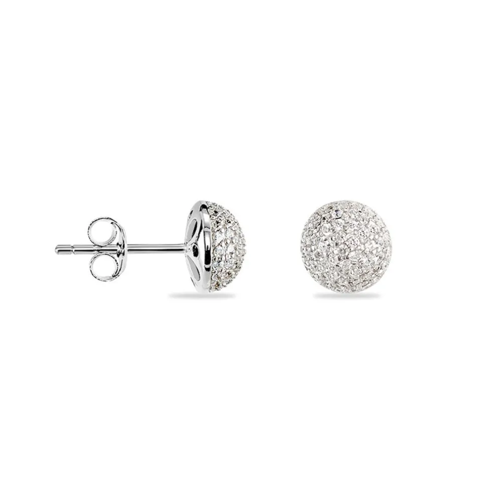 Boucles D'oreilles Puces Perta Argent Blanc Oxyde De Zirconium