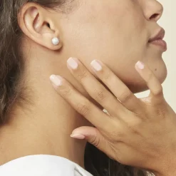 Boucles D'oreilles Puces Perta Argent Blanc Oxyde De Zirconium