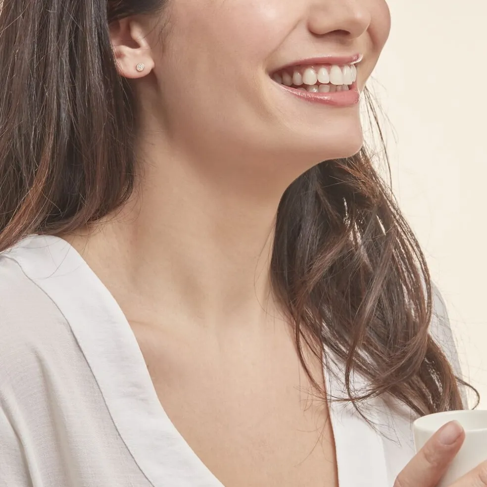 Boucles D'oreilles Puces Pastille Serti Clos Or Jaune Oxyde