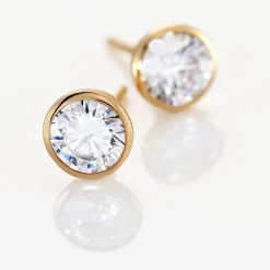 Boucles D'oreilles Puces Plaqué Or Jaune Niclaus Oxyde