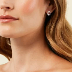 Boucles D'Oreilles Puces Paros Argent Blanc