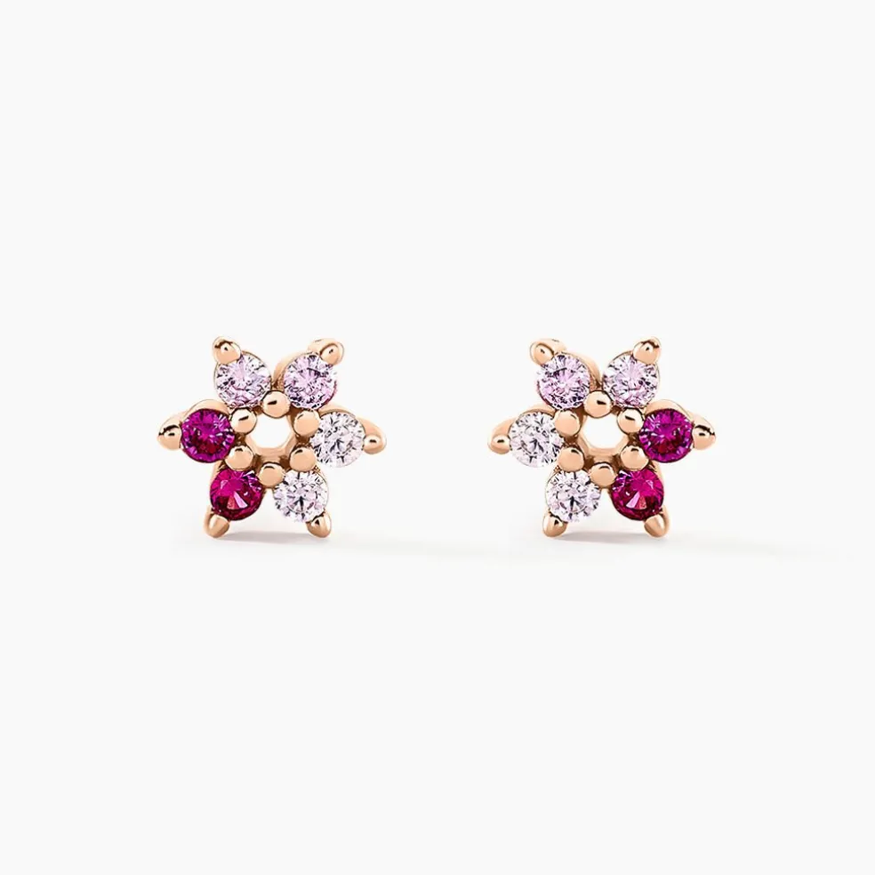 Boucles D'oreilles Puces Pavel Argent Rose Oxyde De Zirconium