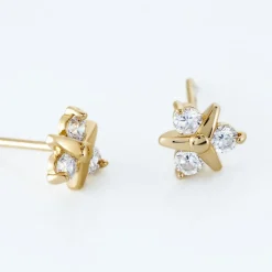 Boucles D'oreilles Puces Plaqué Or Jacinth Oxyde De Zirconium