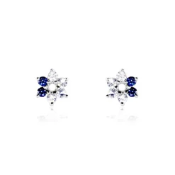 Boucles D'oreilles Puces Pavel Argent Blanc Oxyde De Zirconium