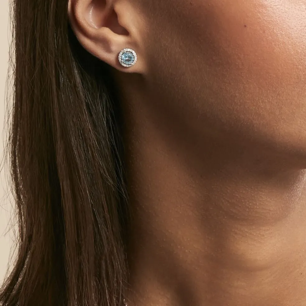 Boucles D'oreilles Puces Rio Argent Blanc Oxyde