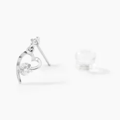 Boucles D'oreilles Puces Romance Or Blanc Oxyde De Zirconium