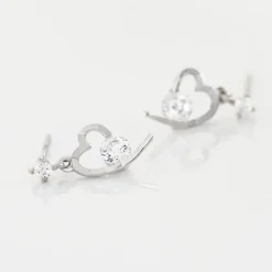 Boucles D'oreilles Puces Romance Or Blanc Oxyde De Zirconium