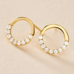 Boucles D'oreilles Puces Rimya Or Jaune Oxyde De Zirconium