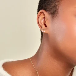 Boucles D'oreilles Puces Rimya Or Jaune Oxyde De Zirconium