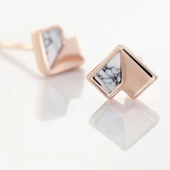 Boucles D'oreilles Puces Rossana Argent Rose Pierre De Synthese