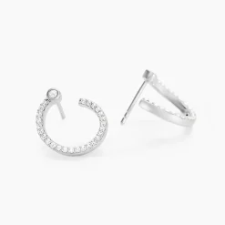 Boucles D'oreilles Puces Raffaela Argent Blanc Oxyde De Zirconium