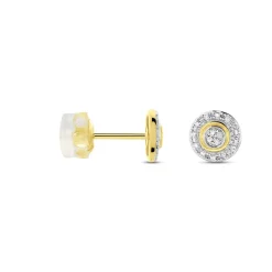 Boucles D'oreilles Puces Rosangela Or Bicolore Diamant Blanc