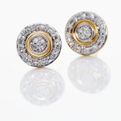 Boucles D'oreilles Puces Rosangela Or Bicolore Diamant Blanc