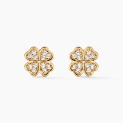 Boucles D'oreilles Puces Rhosyn Plaqué Or Jaune Oxyde