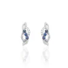 Boucles D'oreilles Puces Rosalyne Or Blanc Saphir Et Diamant