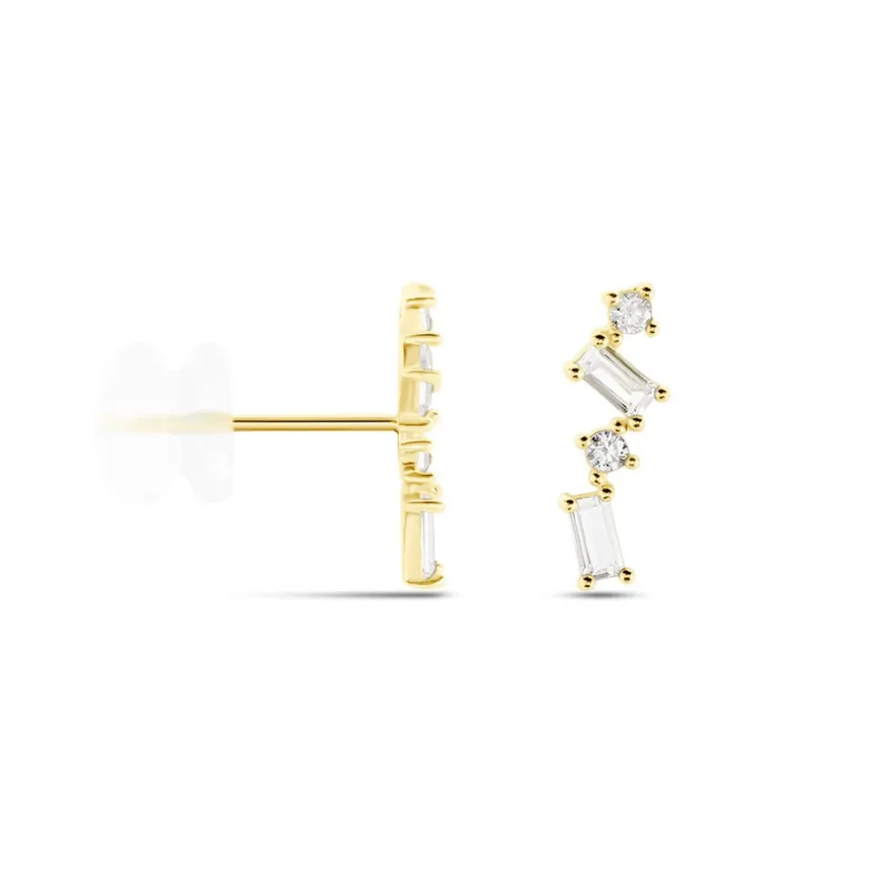 Boucles D'oreilles Puces Renita Or Jaune Oxyde De Zirconium