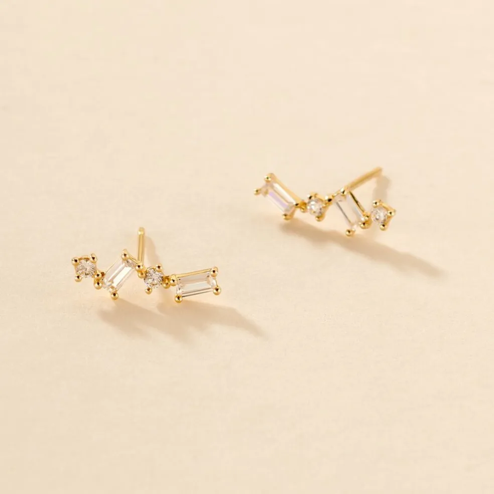 Boucles D'oreilles Puces Renita Or Jaune Oxyde De Zirconium