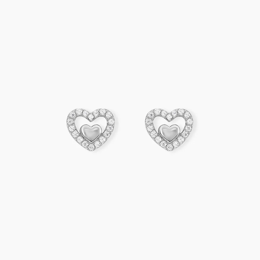 Boucles D'oreilles Puces Rizlene Argent Blanc Oxyde De Zirconium
