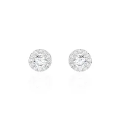 Boucles D'oreilles Puces Rosalie Or Blanc Oxyde De Zirconium