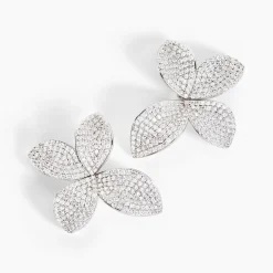 Boucles D'oreilles Puces Radiant Bloom Argent Blanc Oxyde
