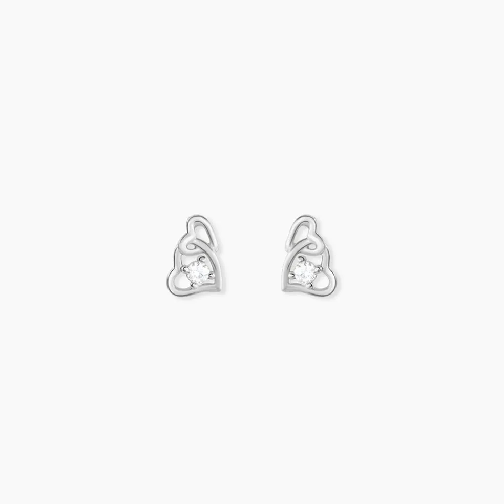 Boucles D'oreilles Puces Roma Argent Blanc Oxyde De Zirconium