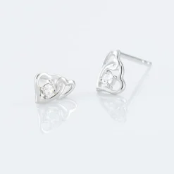 Boucles D'oreilles Puces Roma Argent Blanc Oxyde De Zirconium